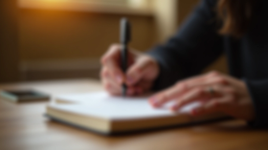 Person writing reflective notes during values clarification workshop