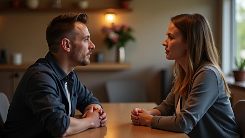 Two people in thoughtful conversation, discussing conflicting values and perspectives