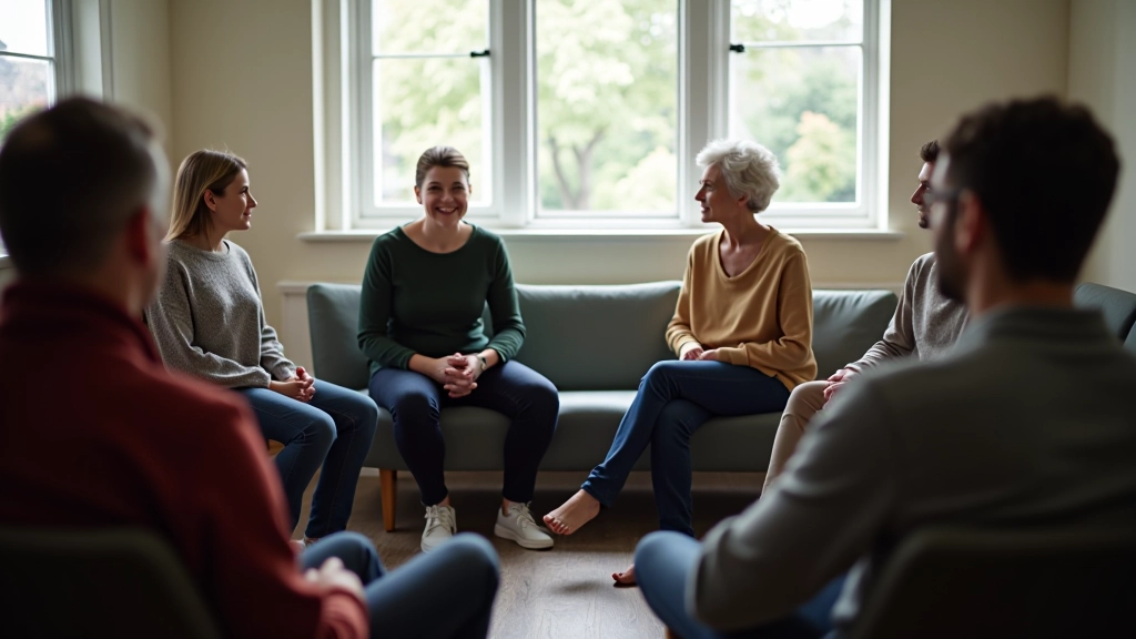 Professional workshop environment with participants in meaningful reflection session